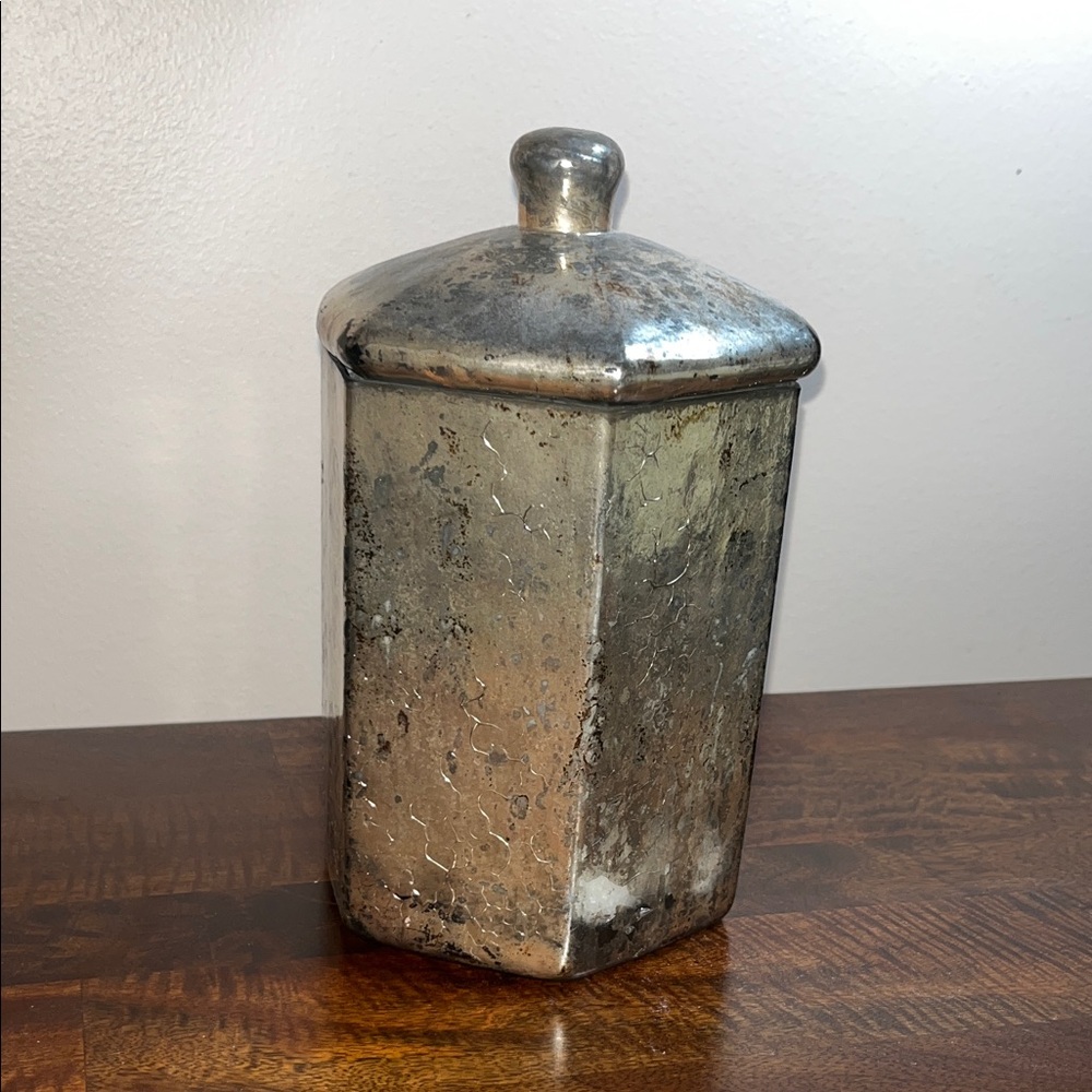Chic Silver Hexagonal Canister with Lid